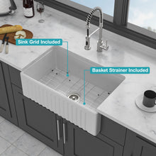 Load image into Gallery viewer, Apron-Front Reversible Single Bowl Kitchen Sink With Accessories - White
