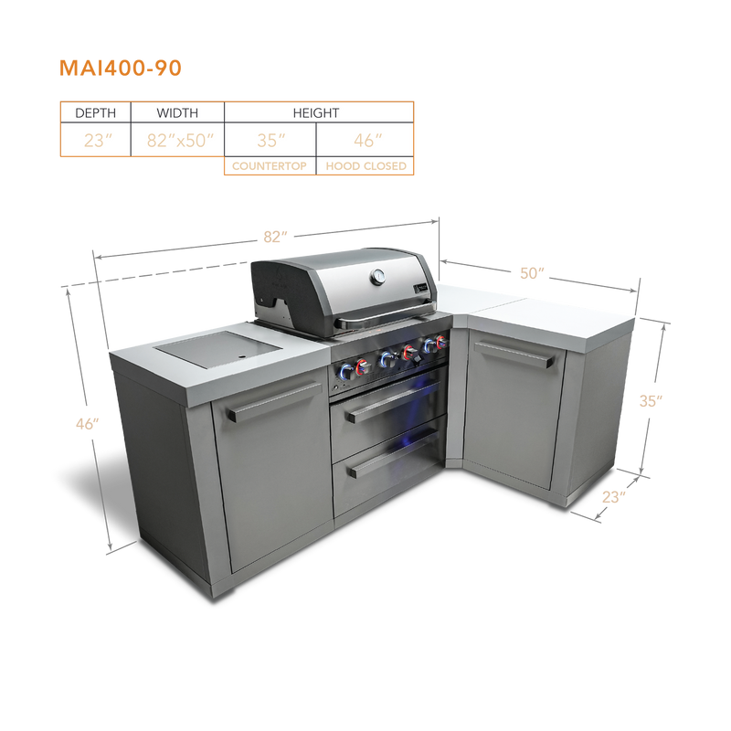Mont Alpi 4-Burner Island w/90 Degree Corner