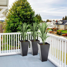 Load image into Gallery viewer, Outsunny - Outdoor Planters (Set of 3) Large Taper Planters With Drainage Holes And Plug, Faux Wood Plastic Flower Pots For Outdoor, Indoor, Garden, Patio
