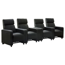 Load image into Gallery viewer, Warren - 4 Seater Home Theater With Wedge Console Recliners - Black

