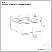 Load image into Gallery viewer, Avalon - Square Coffee Table, Storage Ottoman
