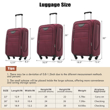 Load image into Gallery viewer, Softside Luggage Expandable 3 Piece Set Upright Spinner Lightweight Suitcase
