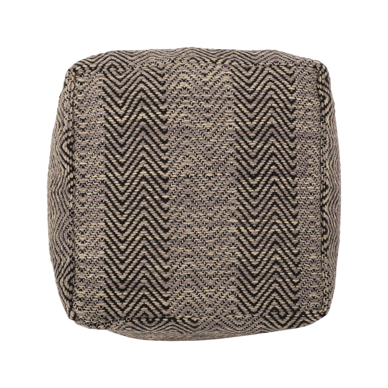 Barracuda - Handcrafted Cotton Pouf With Chevron Pattern - Brown