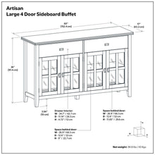 Load image into Gallery viewer, Artisan - Large 4 Door Sideboard Buffet - Brown
