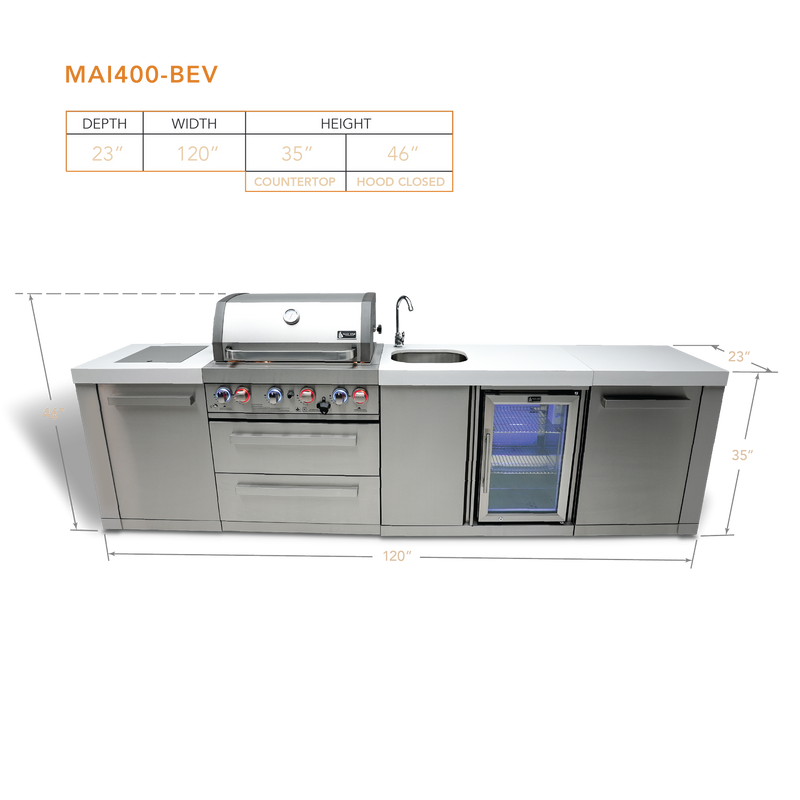 Mont Alpi 4-Burner Orig. Series Island w/Beverage Center
