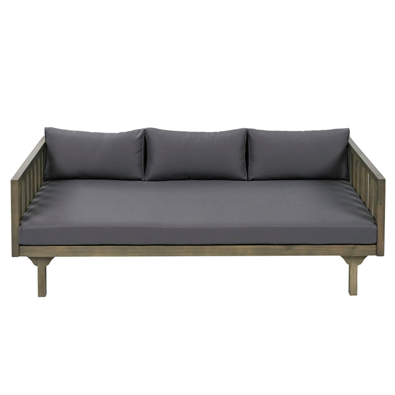 Claremont - 3 Seater Daybed With Slat Paneling And Water Resistant Cushions - Gray
