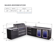Load image into Gallery viewer, Mont Alpi 6-Burner Black Stainless Island w/90 Degree Corner, Beverage Center, Fridge &amp; Extra Storage Drawers
