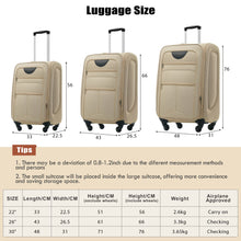 Load image into Gallery viewer, Softside Luggage Expandable 3 Piece Set Upright Spinner Lightweight Suitcase
