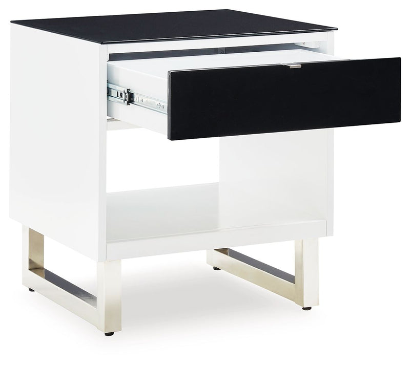 Gardoni - Rectangular End Table - White / Black
