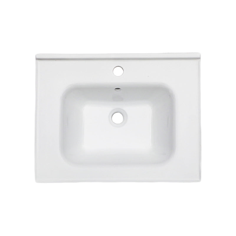 Rectangular Single Vanity Top With 1 Faucet Hole And Overflow Ceramic