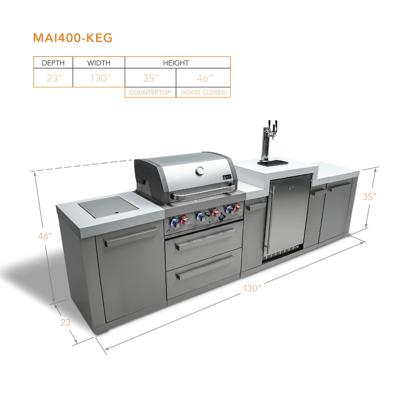 Mont Alpi 4-Burner Original Series Island w/Kegerator