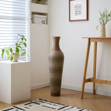 Load image into Gallery viewer, Tall Vase - Brown Decorative Floor Vase, Classic Neat Floor Vase Tall Freestanding Flower Holder, Artificial Rattan Vase, Floor Vase, Flower Holder For Home Decor - Gray
