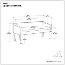 Load image into Gallery viewer, Parris - Contemporary Upholstered Bench
