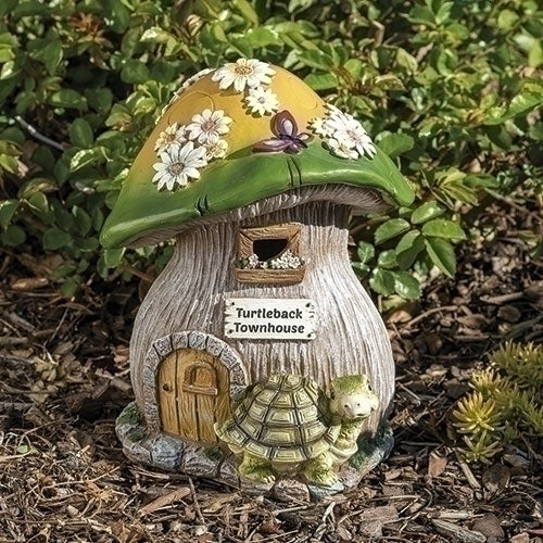 8.5"H TURTLEBACK TOWNHOUSE MUSHROOM HOUSE STATUE