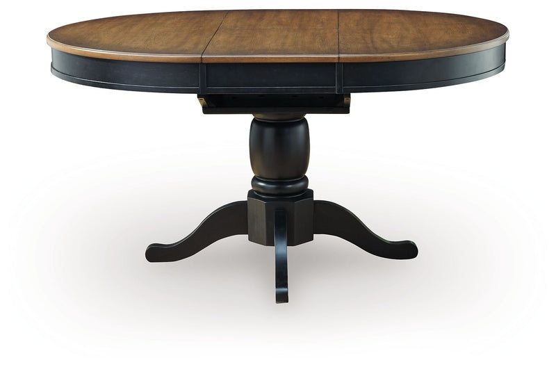 Clorazi - Oval Dining Room Butterfly Extension Table - Black / Brown
