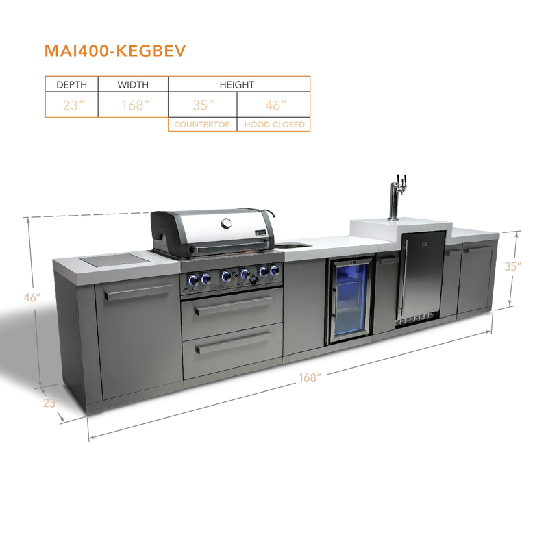 Mont Alpi 4-Burner Orig. Series Island w/Kegerator and Beverage Center