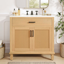 Load image into Gallery viewer, Bathroom Vanity With Ceramic Sink, Modern Free Standing Cabinet With Soft Close Drawers
