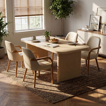 Load image into Gallery viewer, 5 Piece Indoor Dining Set With Fluted Table &amp; Chairs - Khaki / Light Oak / Natural
