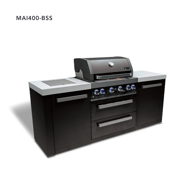Mont Alpi 4-Burner Black Stainless Steel Island