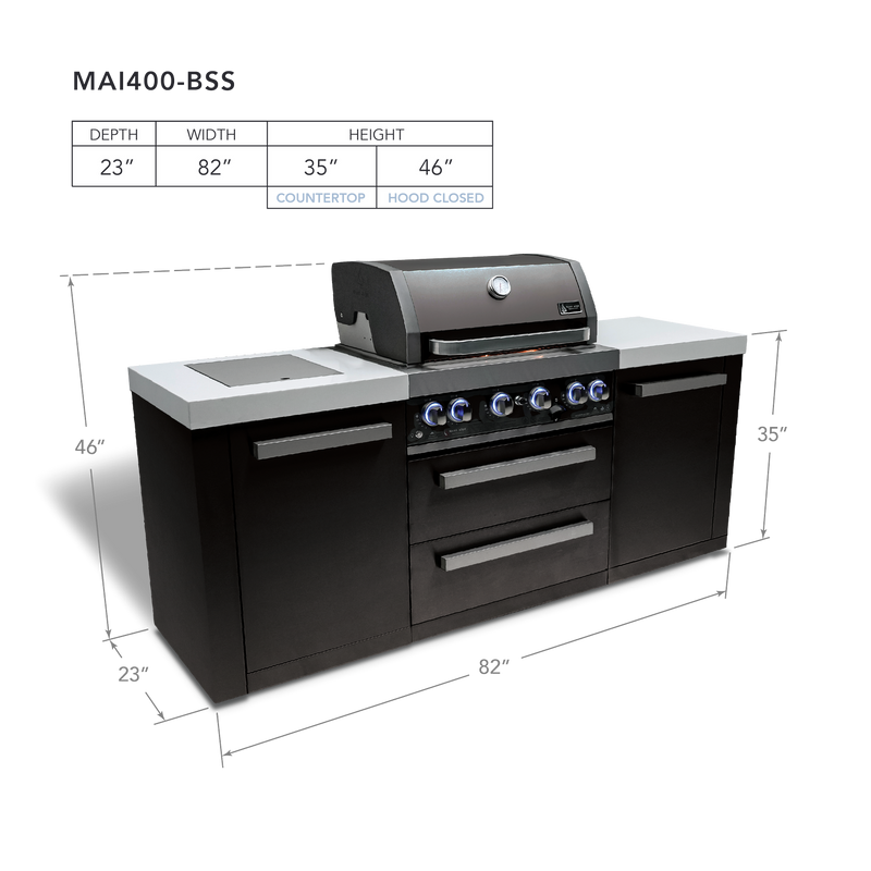 Mont Alpi 4-Burner Black Stainless Steel Island