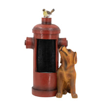 Load image into Gallery viewer, Red Fire Hydrant Water Fountain With Dog And Bird Accents, Outdoor Fountian With Light And Pump - Red / Light Brown

