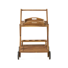 Load image into Gallery viewer, Riviera Bar Cart Stained Mobile With Wheels For Entertaining - Natural Stained
