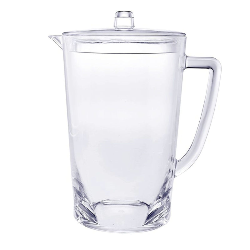 Halo - Oval Design Unbreakable Plastic Water Pitcher With Lid Acrylic, 2.75 Quarts - Clear
