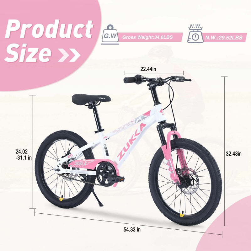 Zukka - 20" Mountain Bike With Adjustable Saddle And Suspension Fork