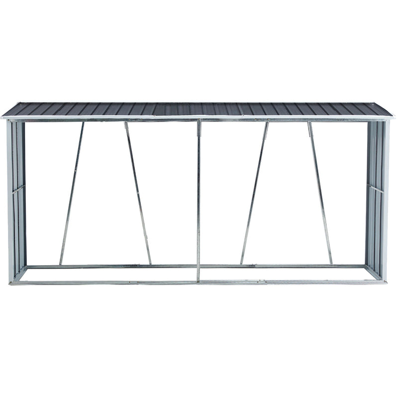 Firewood Rack, Log Holder With Roof, Log Storage, Firewood Stand For Outdoor Backyard Garden Patio Porch, Galvanized Steel - Dark Gray