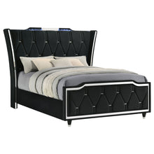 Load image into Gallery viewer, Mika - LED Upholstered Bed With Tufted Wingback Headboard And Ambient Lighting
