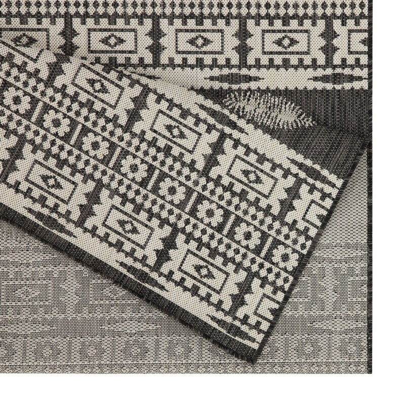 Sunshine - 5'3" X 7'3" Indoor, Outdoor Area Rug Polypropylene - Anthracite / Dark Gray / White