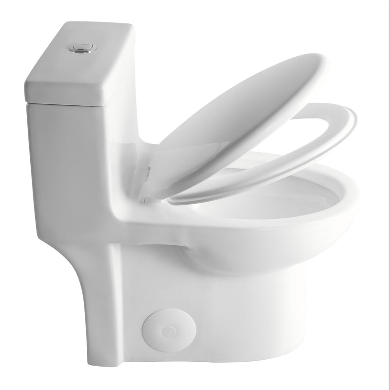 Gloss Tornado Flush 1 Piece Toilet With Soft Closing Seat, Water Saving Dual Flush - Gloss White