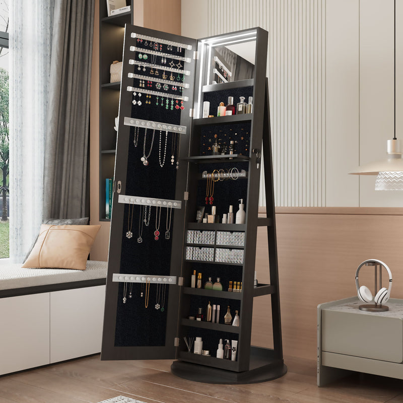 Swivel Jewelry Cabinet With Full Length Mirror