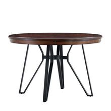Load image into Gallery viewer, Mid Century Modern Round Dining Table With Metal Legs And Open Shelf
