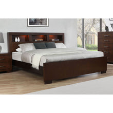 Load image into Gallery viewer, Queen Bed With Bookcase Headboard - Brown
