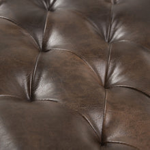 Load image into Gallery viewer, Henley - Tufted Ottoman Bench - Distressed Brown
