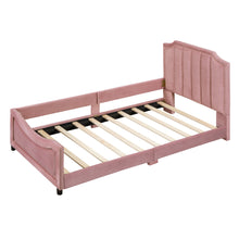 Load image into Gallery viewer, Upholstered Daybed With Classic Stripe Shaped Headboard
