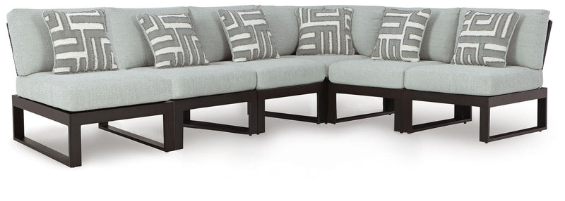 Beachloft - 6-Piece Outdoor Sectional - Black / Gray
