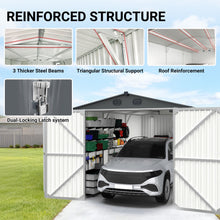 Load image into Gallery viewer, Outdoor Storage Shed, Metal Garden Shed Backyard Utility Tool House Building With 2 Doors And 4 Vents For Car, Truck, Bike, Garbage Can, Tool, Lawnmower
