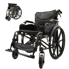 Load image into Gallery viewer, Lightweight Foldable Nursing Wheelchair For Adults Double X Force Support, 300Lbs Capacity, Breathable Cushion &amp; Anti Backflip Design With Tires, Adjustable Seat Belt, Quick Release Wheels - Gray

