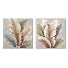 Load image into Gallery viewer, Botanical Leaf Wall Art, Textured Canvas Painting With Accents, Framed Decor For Living Room (Set of 2) - Green Leaf
