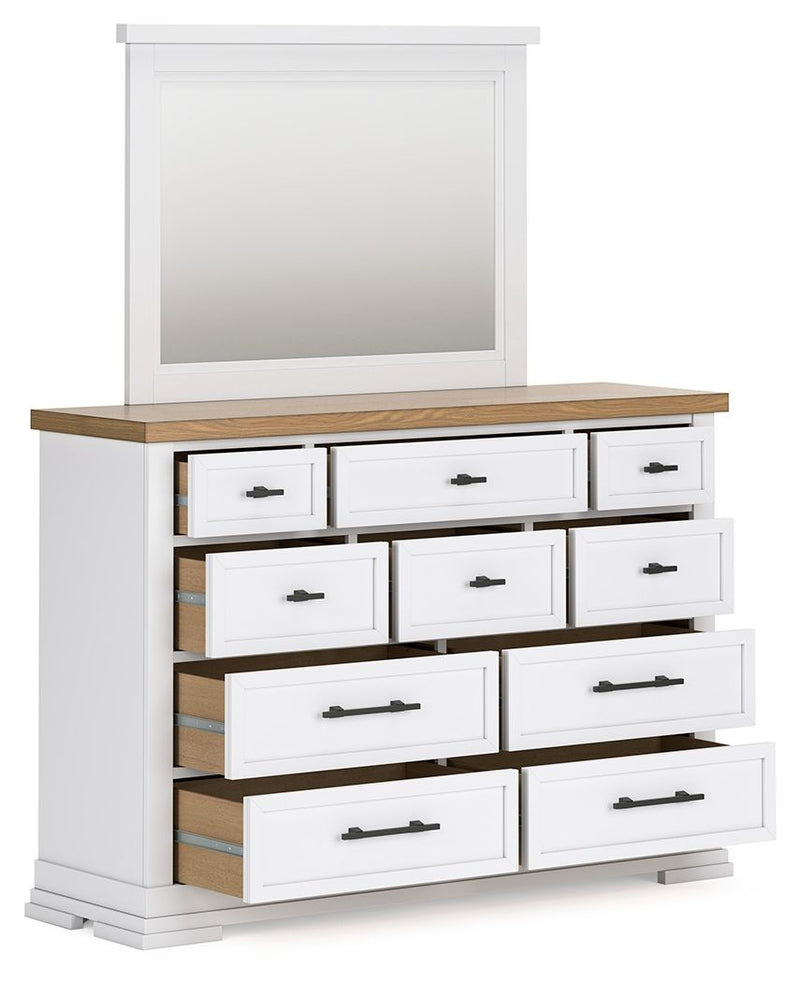 Ashbryn - Dresser And Mirror - White / Natural