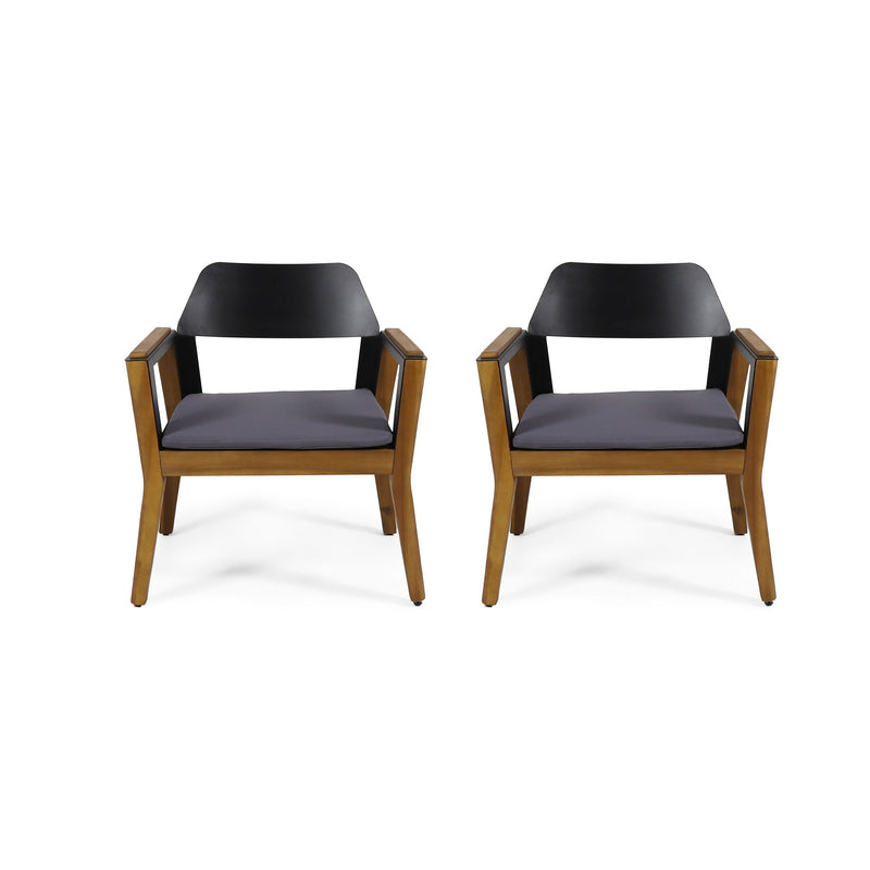 Soho - Transitional Style Outdoor Club Chair (Set of 2) With Cushions - Teak