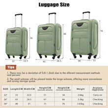 Load image into Gallery viewer, Softside Luggage Expandable 3 Piece Set Upright Spinner Lightweight Suitcase
