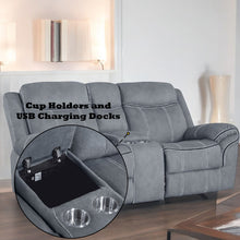 Load image into Gallery viewer, Zubaida - Two Tone Recliner Loveseat With USB Port Console
