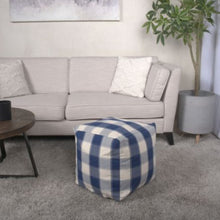 Load image into Gallery viewer, Connor - Checkered Square Pouf Ottoman And Floor Cushion - Ivory / Navy
