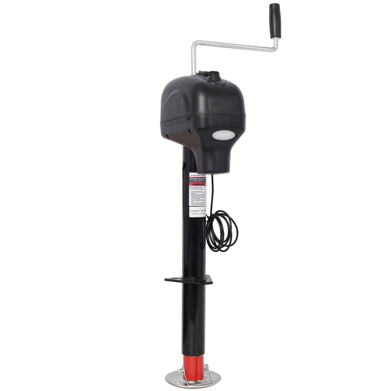 Electric Power Tongue Jack 3500Lbs Capacity With Waterproof Cover For RV Trailer & Camper, 12V Dc - Black