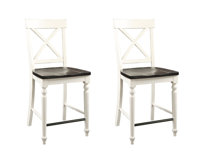 24" Tall Bar Stools (Set of 2) - Brown / White