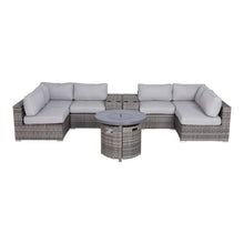Load image into Gallery viewer, Wicker Outdoor Lounge Set With Cushions And Fire Pit
