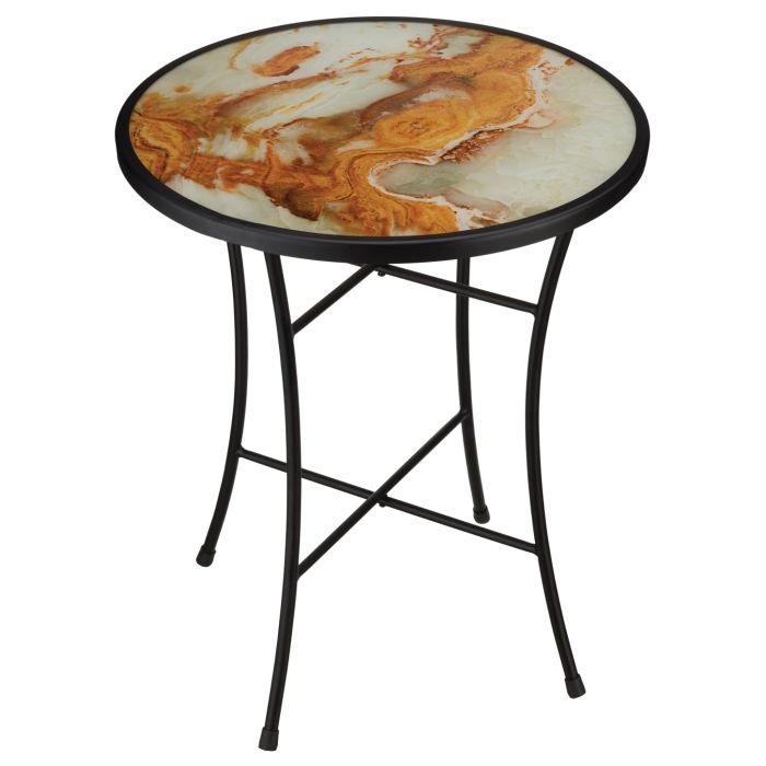 18" Marbled Glass Plant Stand